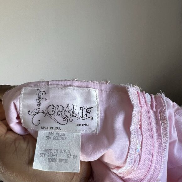 Vintage Lauralie Womens Dress Size 8 Pink Lace Tiered Sequins Barbie Core Tulle - Picture 5 of 6